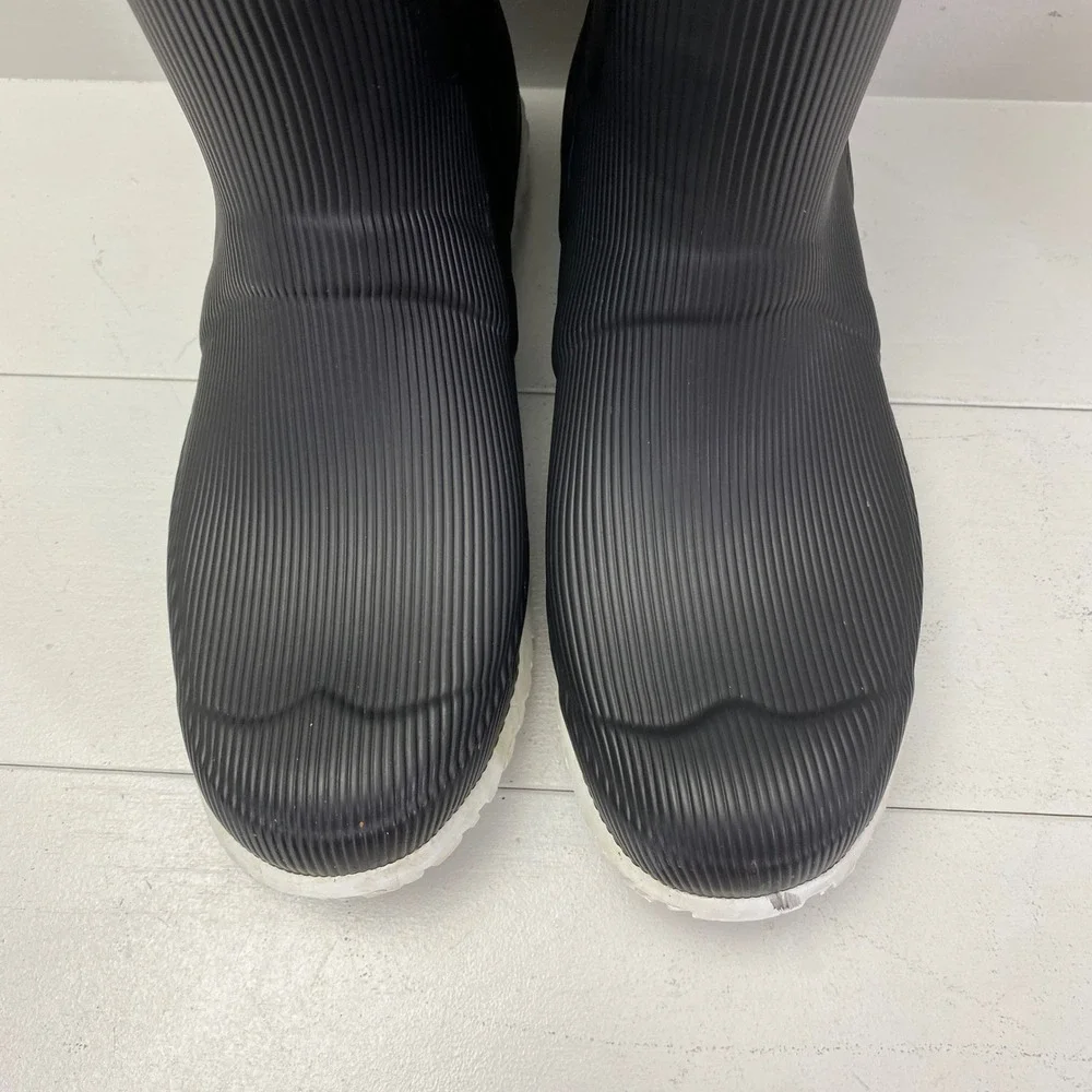 Hunter Original Tall Ribbed Rain Boots Women Size 9 Black White Red Buckle